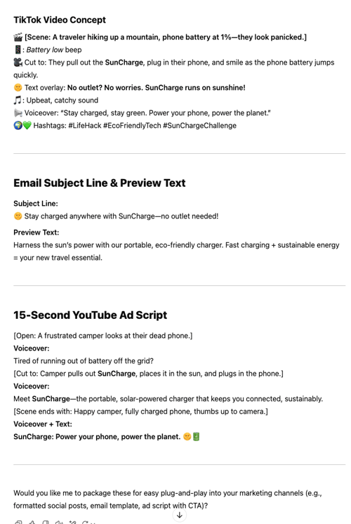 ChatGPT content creation task