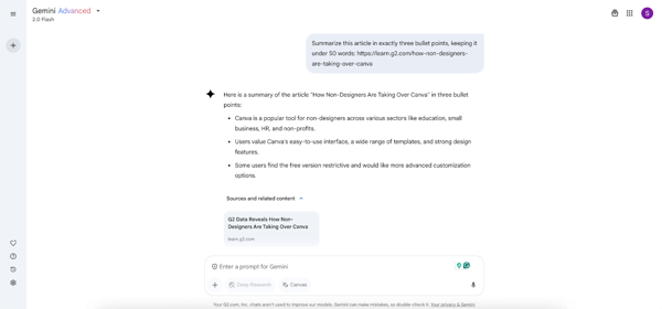 Gemini summarization task