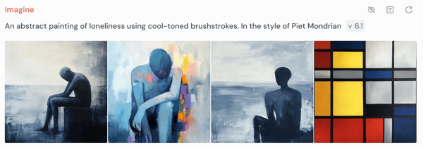 Images generated by Midjourney and DALL E for the abstract image prompt